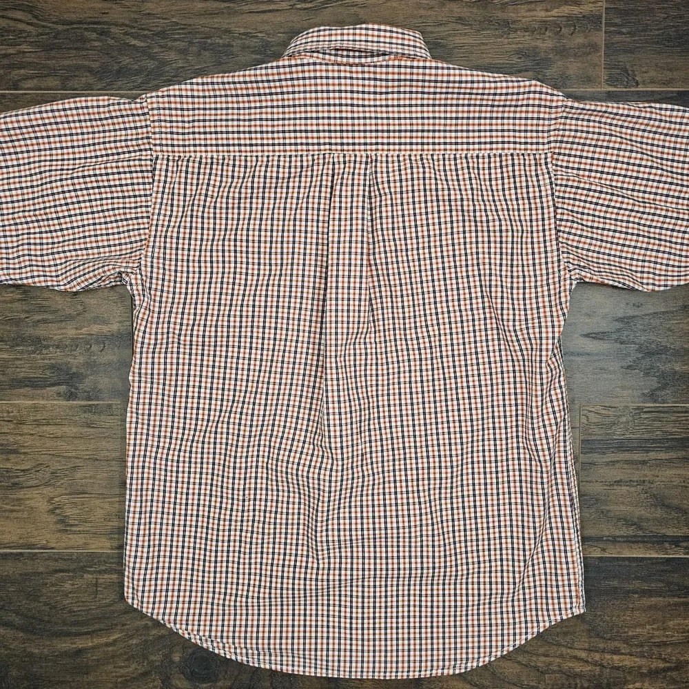 Ralph Lauren Boys Medium Button Up Orange Plaid Short Sleeve Shirt Preppy Casual